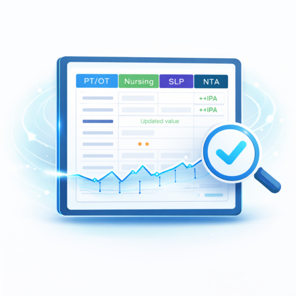 Tablet displaying real-time PDPM components with AI-assisted documentation review and accuracy indicators.